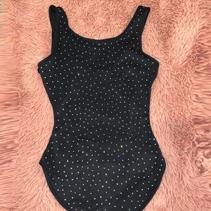 Rhinestone Black Bodysuit